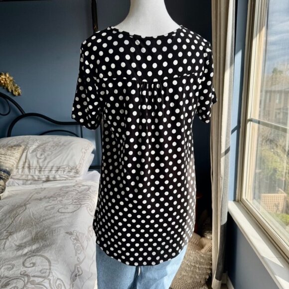 Black w White Polka Dots Babydoll Tee - Picture 6 of 9